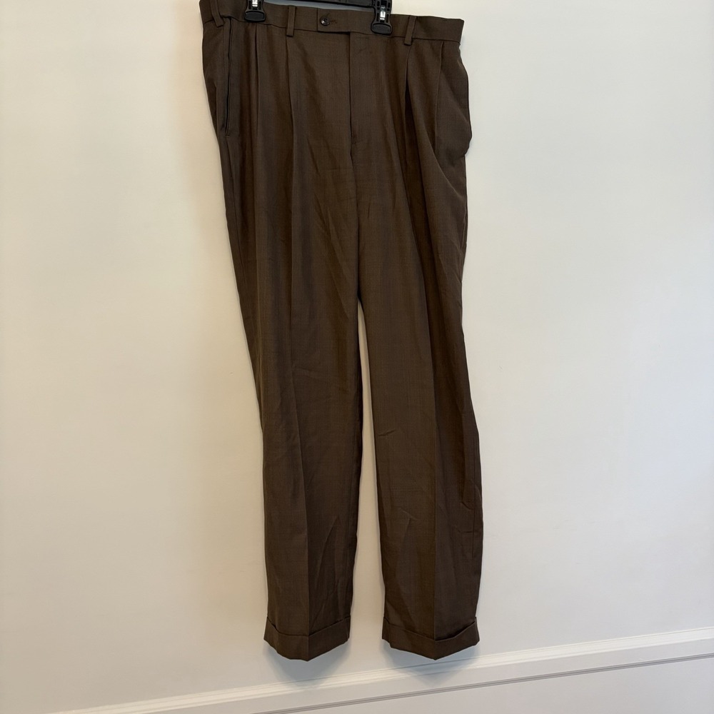 louis raphael rosso brown dress pants 36 X 32 Cuffed Pleated Work Career